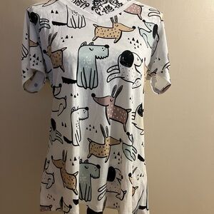 LuLaRoe Multicolor Dog Print Short Sleeve Tee